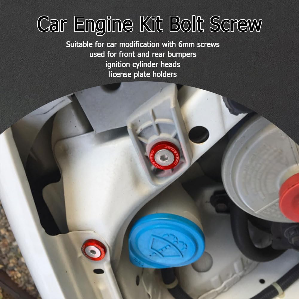 20PCS Fender Bumper Washer Bolt, Aluminum Fender Washer Engine Bay Dress Up Kit, Fasteners M6 JDM Fender Washer Kit Fits Bumper Washer Bolt,