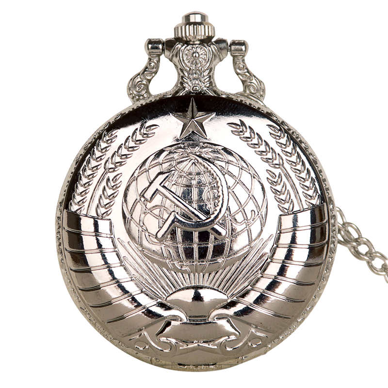 Retro Clock Sickle Icon Men's Pocket Watch Male Quartz Watches Vintage Pendant with Chain Gift man