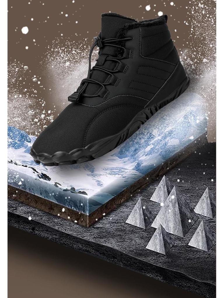 Herren Winter Warme Mid-Cut Baumwoll-Wanderschuhe - Wollgefüttert für Outdoor-Freizeit