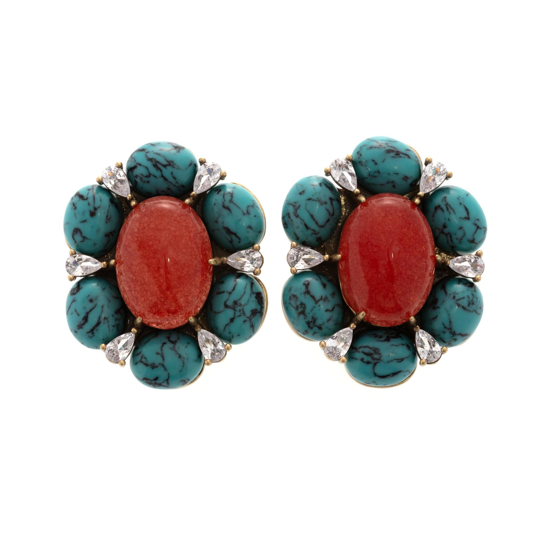 Серьги-гвоздики с серебряной иглой из медного сплава, счастливый клевер, бирюза, модные универсальные серьги, ювелирные изделия, для женщин