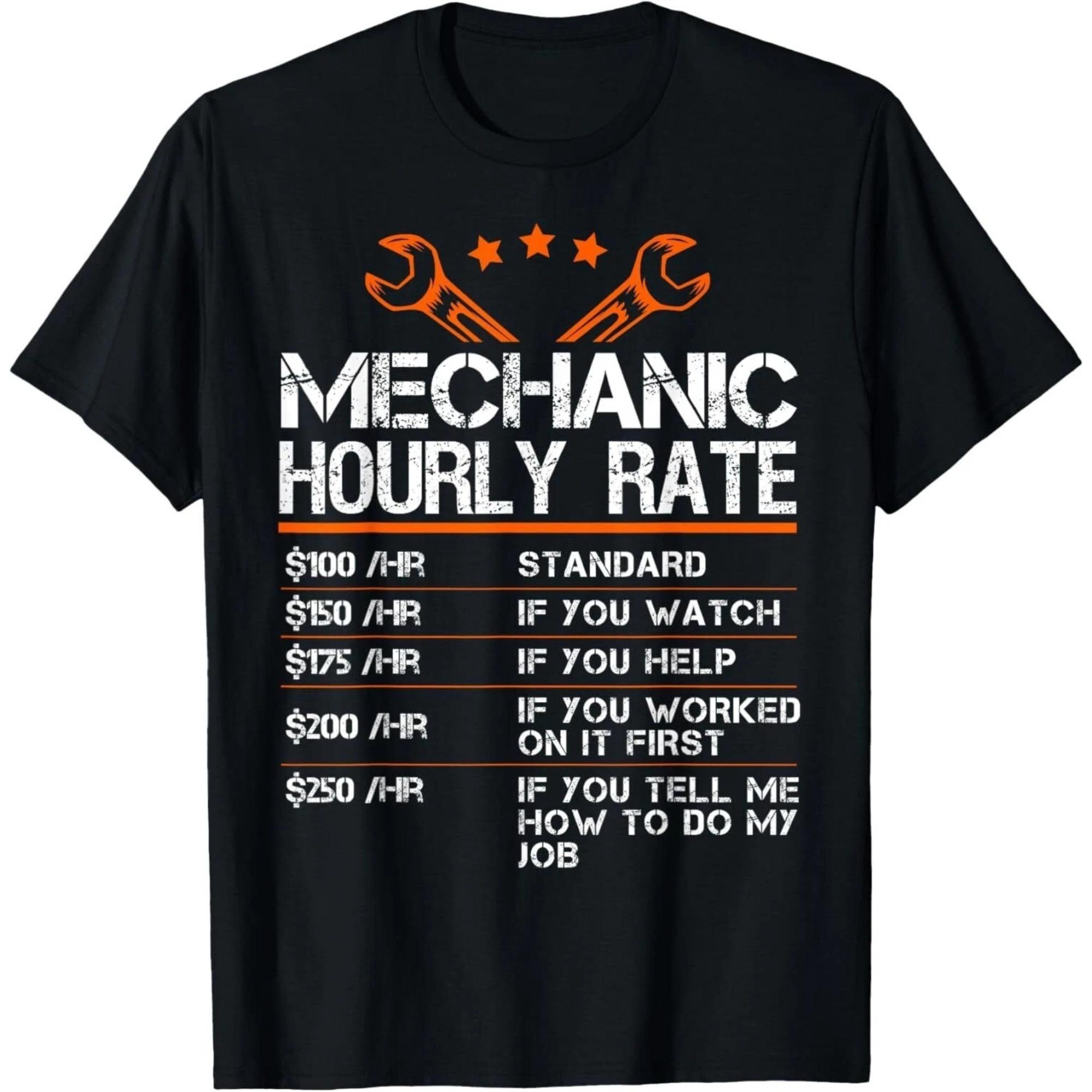 

Funny Mechanic Hourly Rate T Shirt for Women Unisex Casual Short Sleeve Graphic Print Summer Streetwear Tee S