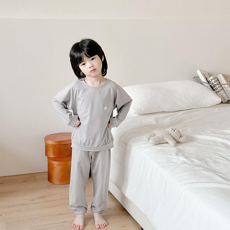 

Children s Breathable Long Sleeve Lyocell Pajama Set, Spring/Summer, Thin Style, Unisex, Size 80-130 120 cm
