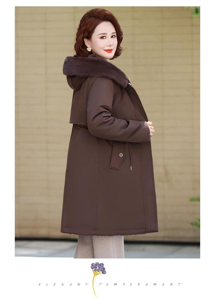 Mom's 2025 Winter Parka: Mid-Length, Double-Sided Cotton Jacket with Velvet for Middle-Aged and Elderly Women.