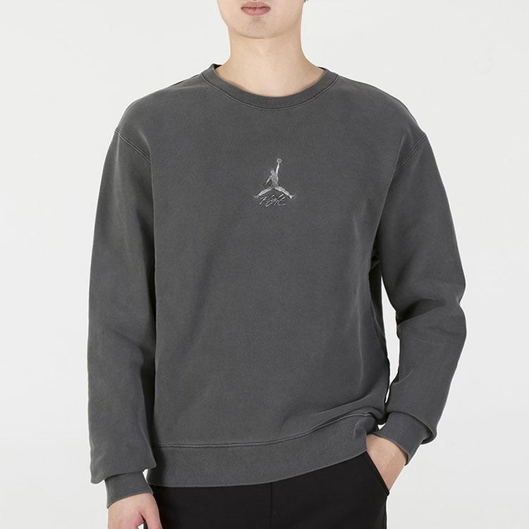 Jordan Embroidered Logo Sport Crew Neck Sweatshirt Men Tops Grey DO2308-011