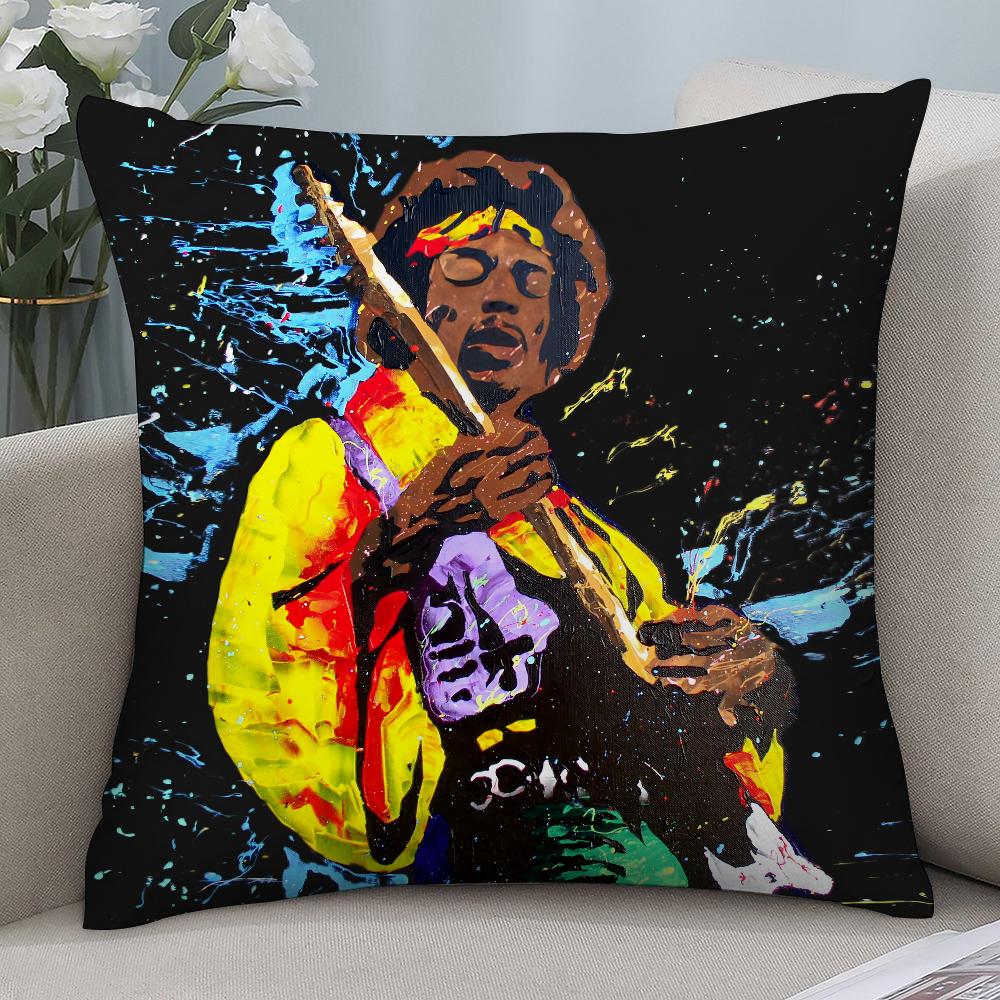 Piosenkarz J-Jimi H-Hendrix Poszewka Krótka Pluszowa Poszewki na Poduszki Sofa Dekoracyjna Prezent Dom Dwustronny Nadruk Poszewka na Poduszkę