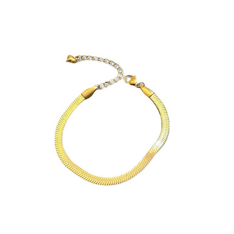 18K Gold Plated Titanium Steel Snake Chain Bracelet for Women