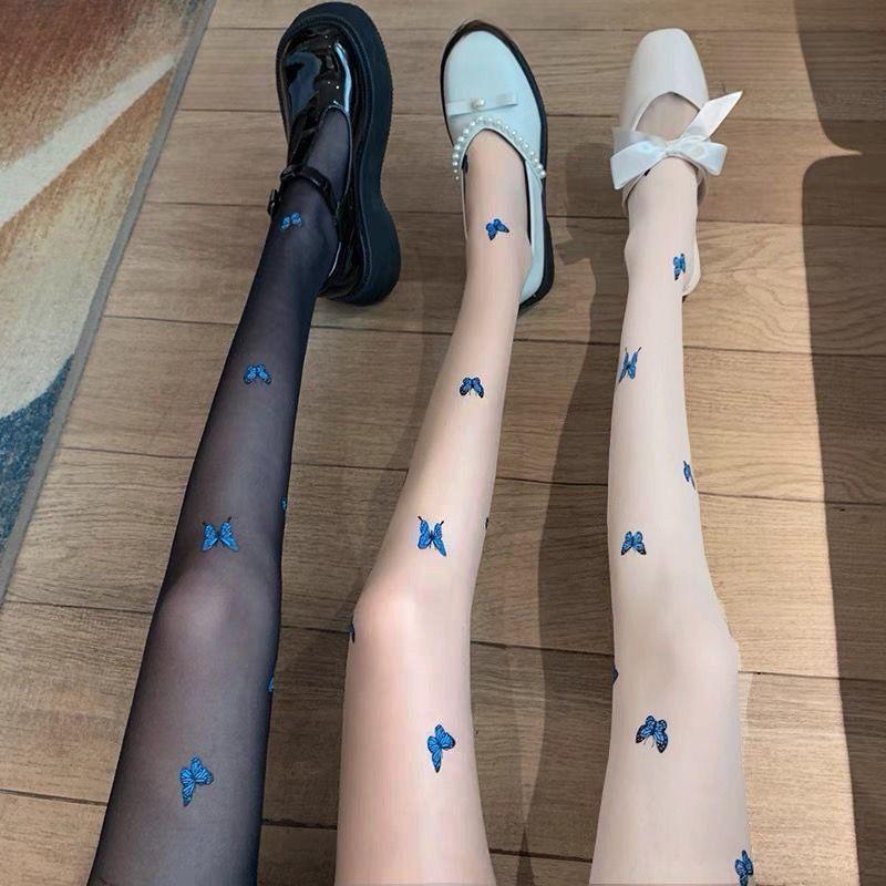 Sexy Tights Pantyhose Floral Print Hollow Out Mesh Fishnet Pantyhose Body Stockings Women Lingerie Hosiery Mesh Nylon Tights
