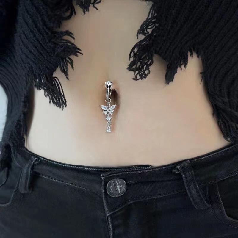 Faux Fake Belly Butterfly Fake Belly Piercing Clip On Umbilical Navel Fake Pircing Zircon Cartilage Clip On Earring Body Jewelry