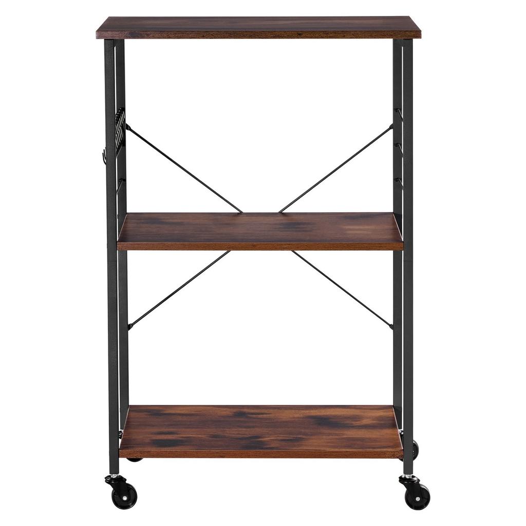 Kitchen Utility Cart, 3 Tier 60 Cm Microwave Stand Coffee Cart, Heavy Duty Storage Rack, Service Trolley On Wheels, Industrial Rolling Work Table with