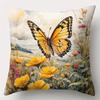 Butterfly Flower Sea Landscape Pattern Home Decor Pillowcase Living Room Sofa Polyester Cushion Cover with Zipper