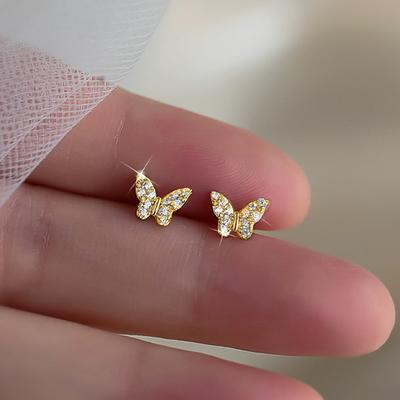 Exquisitos pendientes de mariposa Huitan, color dorado, delicados y elegantes, para niñas, regalo elegante, joyería de moda.