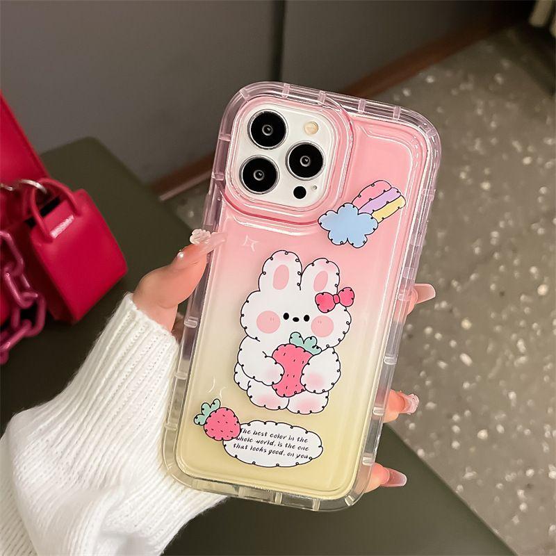 ins pink cute strawberry rabbit iphone17promax mobile phone case 13pro simple apple 16 couple 15