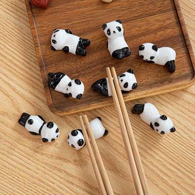 2 Stück Essstäbchenablage Panda Chinesische Keramik Niedlich Neuheit Besteck