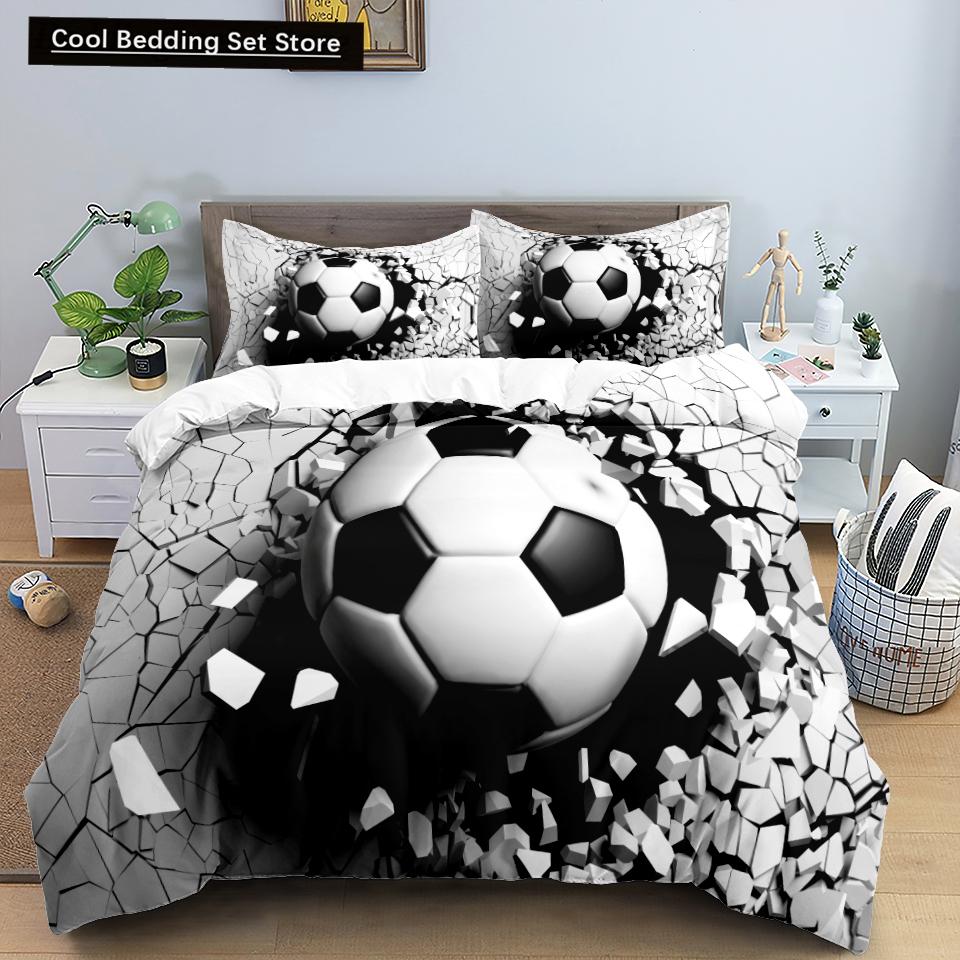 

Comforter Football Bedding Set 3D Soccer Child Single Double Sports Boy Home Textile Comforter Nordic For Bed King Full Comforter (quilt)-EU Single(135*200cm)3pcs