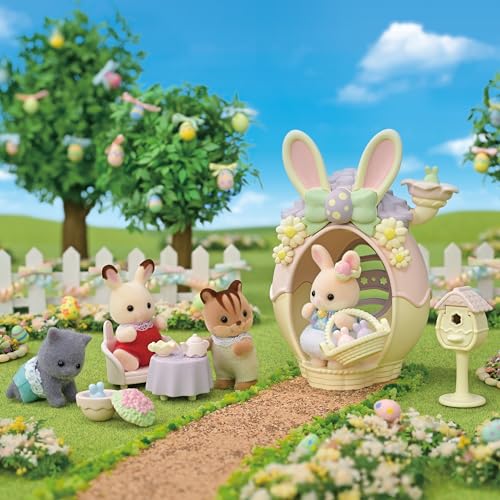 Sylvanian Families Seasonal "Margaret Rabbit Easter Egg House" SE-212 ST Mark Certified Toy Dollhouse for Ages 3 and Up, Sylvanian Families EPOCH
