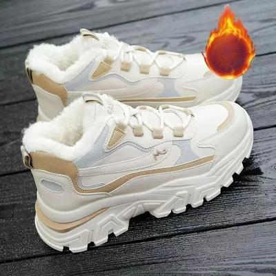 Chaussures d'hiver pour femmes Nouvelles chaussures à plateforme Chaussures de sport décontractées à lacets pour femmes et bottines Chaussures de course Bottes de neige chaudes