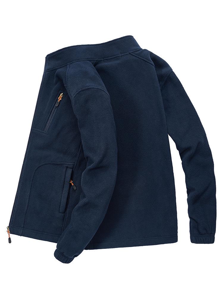 Men's Zipper Fleece Jacket with Side Pockets - Green Youth Style