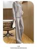 Koreanischer Stil Herbst/Winter 2025 Damen Kapuzen-Strickpullover & Weitbeinige Hosen Set