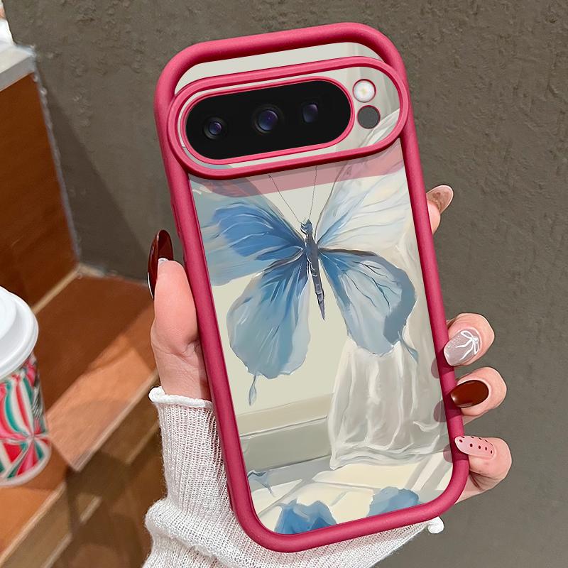 

Мягкий силиконовый чехол с рисунком масляной бабочки для Google Pixel 9 8 Pro Xl 8a, противоударный матовый защитный чехол для линз от падения Google Pixel 9 вино красного