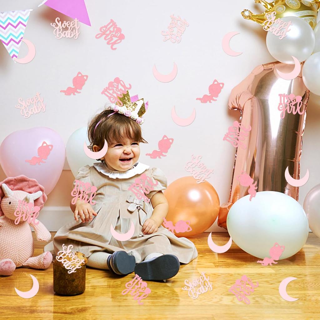 100 Pieces Baby Shower Confetti - It's a Girl Sweet Baby Confetti Decorations Pink Girl Table Scatter, Sprinkles Decor for Baby Shower Gender Reveal