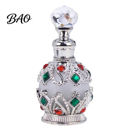 Empty Scent Container 15ML Vintage Luxury Refillable Perfume Bottle, Essential Oil & Fragrance Glass 15ml Bottle Dubai Arabian Style for Travel
