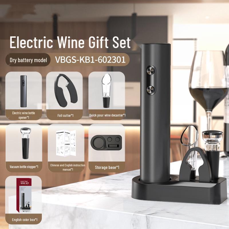 Conjunto Abridor de Vinho Elétrico Automático Recarregável - Ferramenta Doméstica Multifuncional