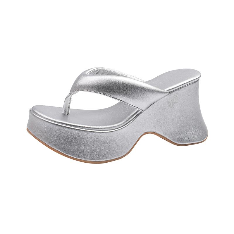 Platform High Heels Slippers Women Flip Flops Shoes Woman Wedges Sandals 2025 Trend Dress Square Toe Pumps Summer Slides Mujer