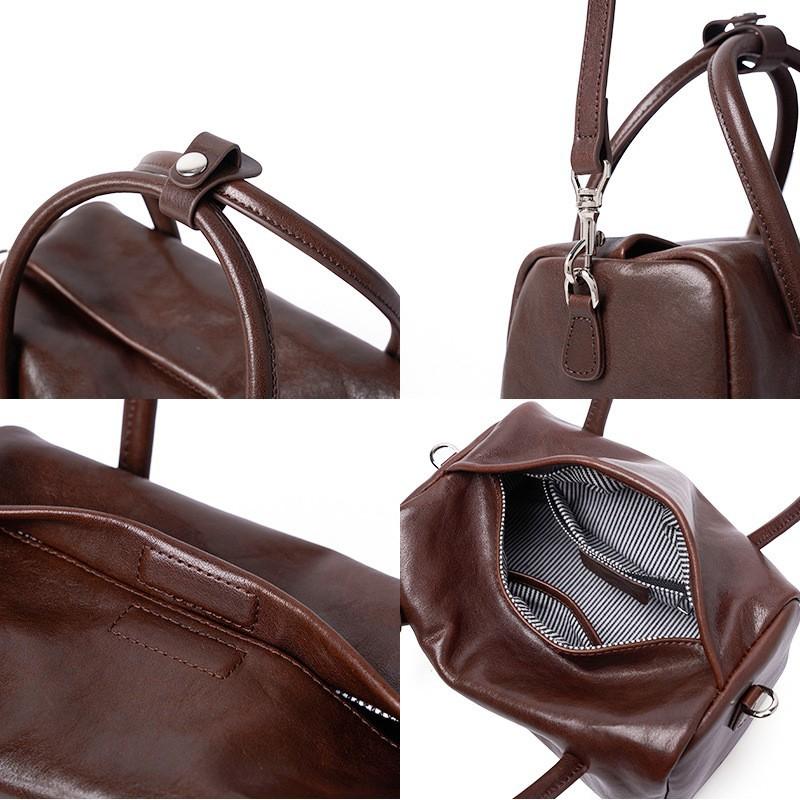 Genuine Leather Women's Bag Cross-border Cross-body New Top-layer Crystal Vegetable Tanned Tire Cowhide Portable Same Retro Boston