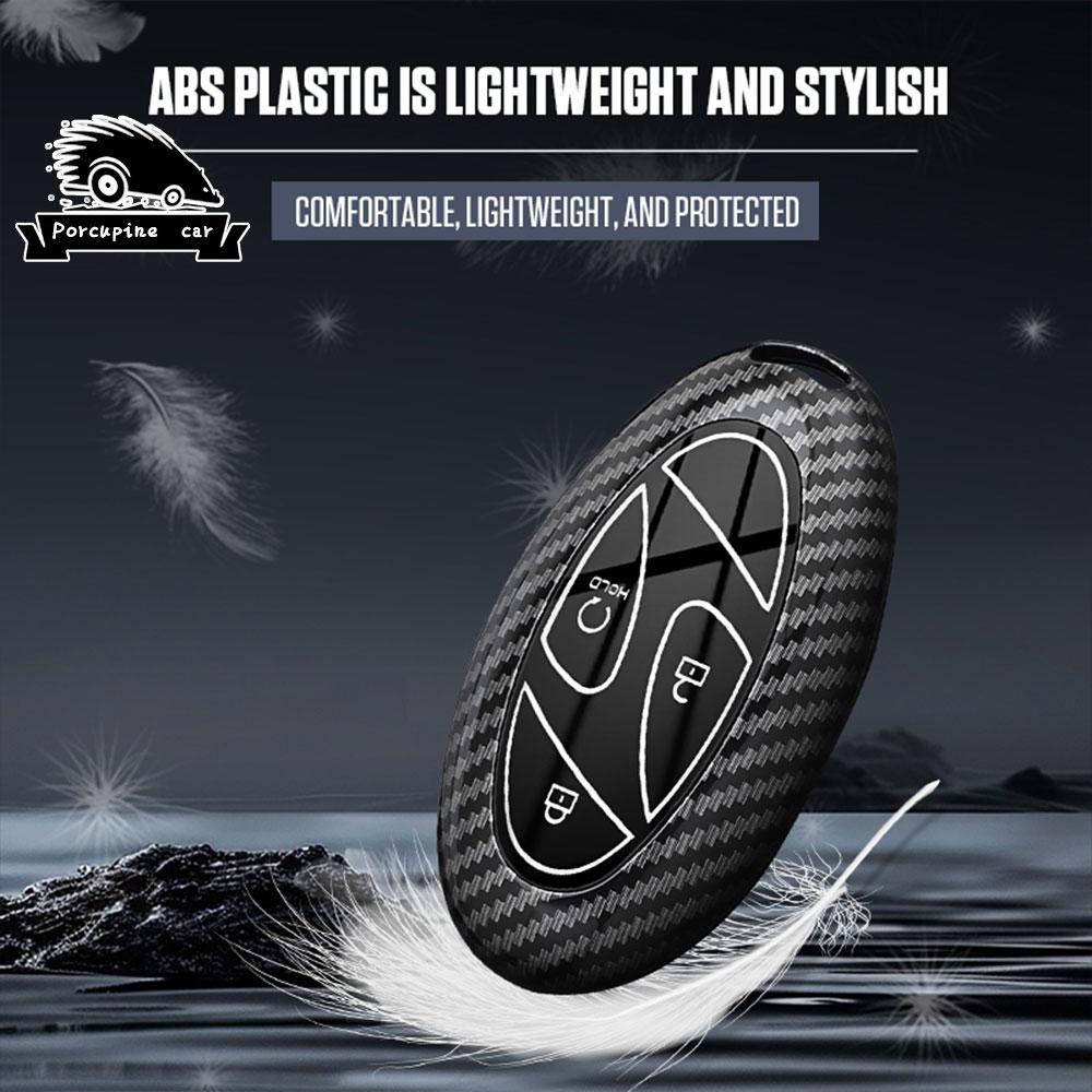 Abs Carbon Fiber 3 5 7 Buttons For Hyundai Ioniq 6 Grand Prix Gn7 Kona Car Remote Key Case Cover Protected Keychain Accessories