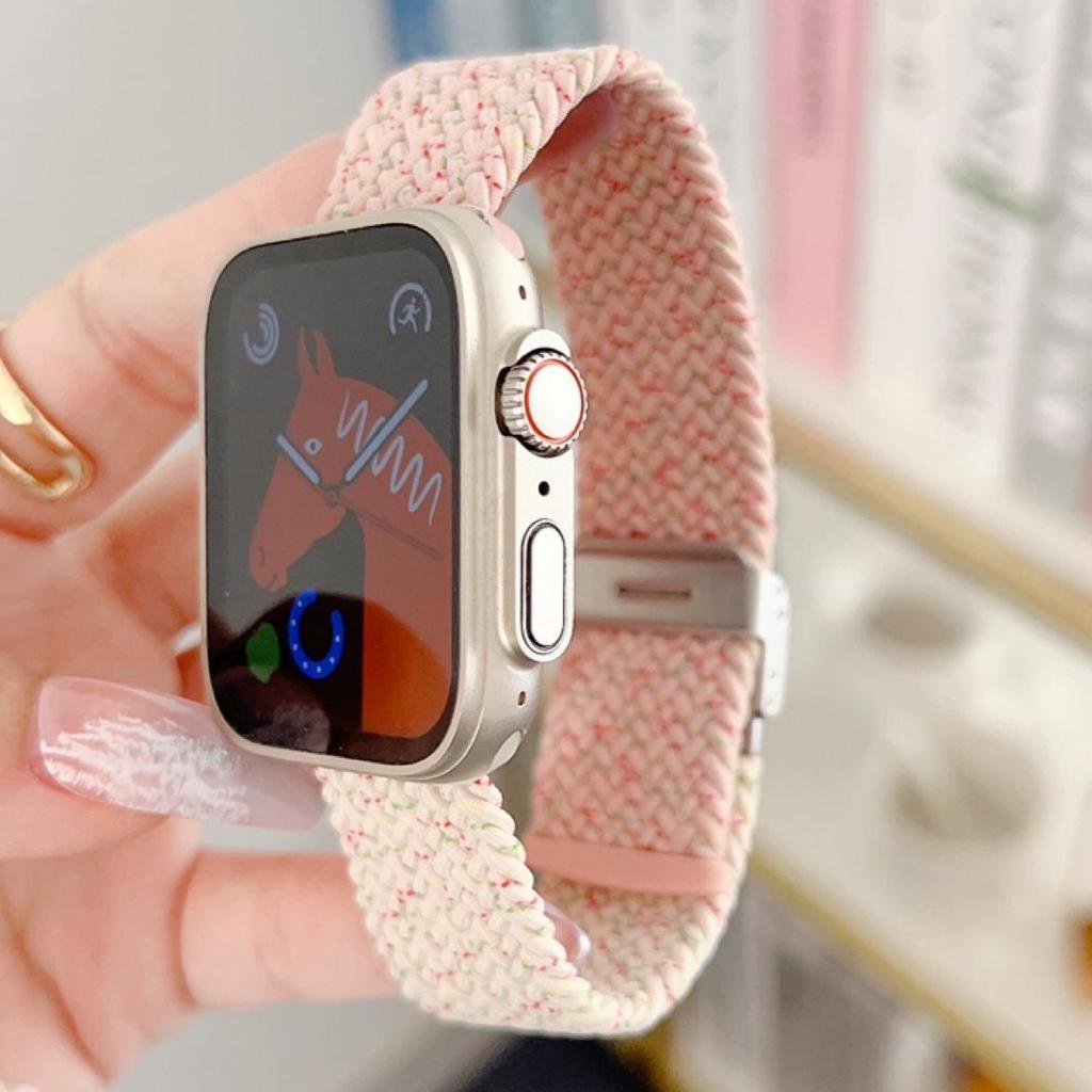 Colorful Elastic Nylon Band for Apple Watch (9, S10, SE, 8, 7, 6, 5)