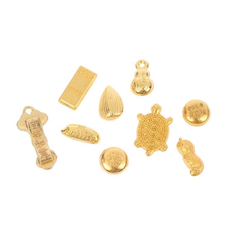 100Pcs Wealth Luck Gold Charms Mini Exquisite Gold Ingots Melon Seeds for DIY Gift Making Feng Shui Home Decor