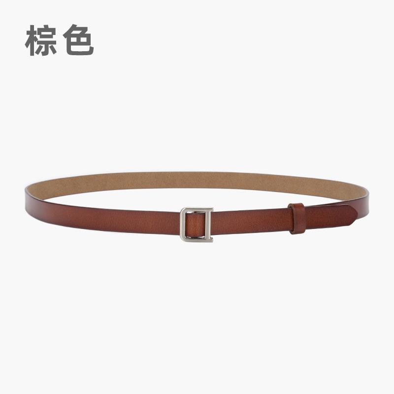 Leather Belt Ladies Jeans Decorative Fine Belt Retro Silver Buckle Women'S Belt Tide