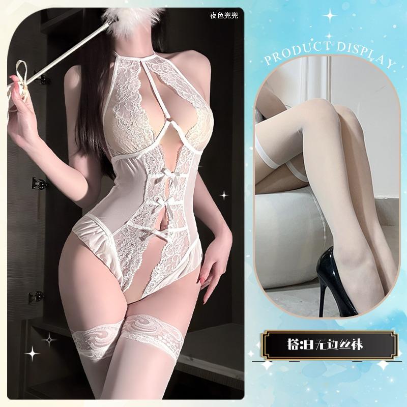 Sex underwear Sexy lace Hollow crotch free onesie Perspective strap Sex women's hip wrap