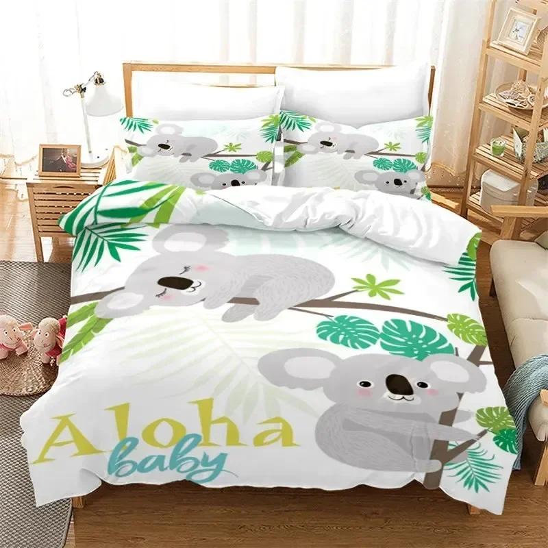 Comforter Luxury New 3D Print Cartoon Koala Comfortable Duvet Bedding Set Children Bedroom Decoration Home Textile