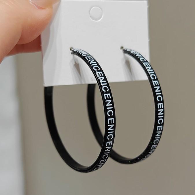 New trendy small fragrant style letter circle earrings women s personality exaggerated earrings elegant fashion temperament earrings