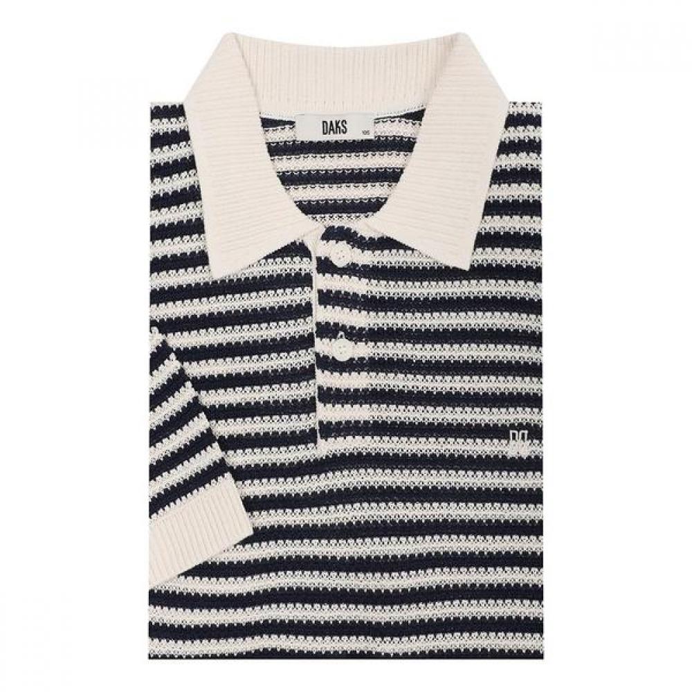 Daks 26ss Paper Blend Stripe Pattern Collar Knit Dms1swts107n1 DMS1SWTS107-N1/95