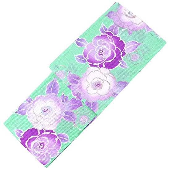 

[ViVi Sienne] Women s Yukata, M-L Size, Emerald Green (Purple) Rose Pattern, Ready-made, Unique Weave, Modern Women s Yukata