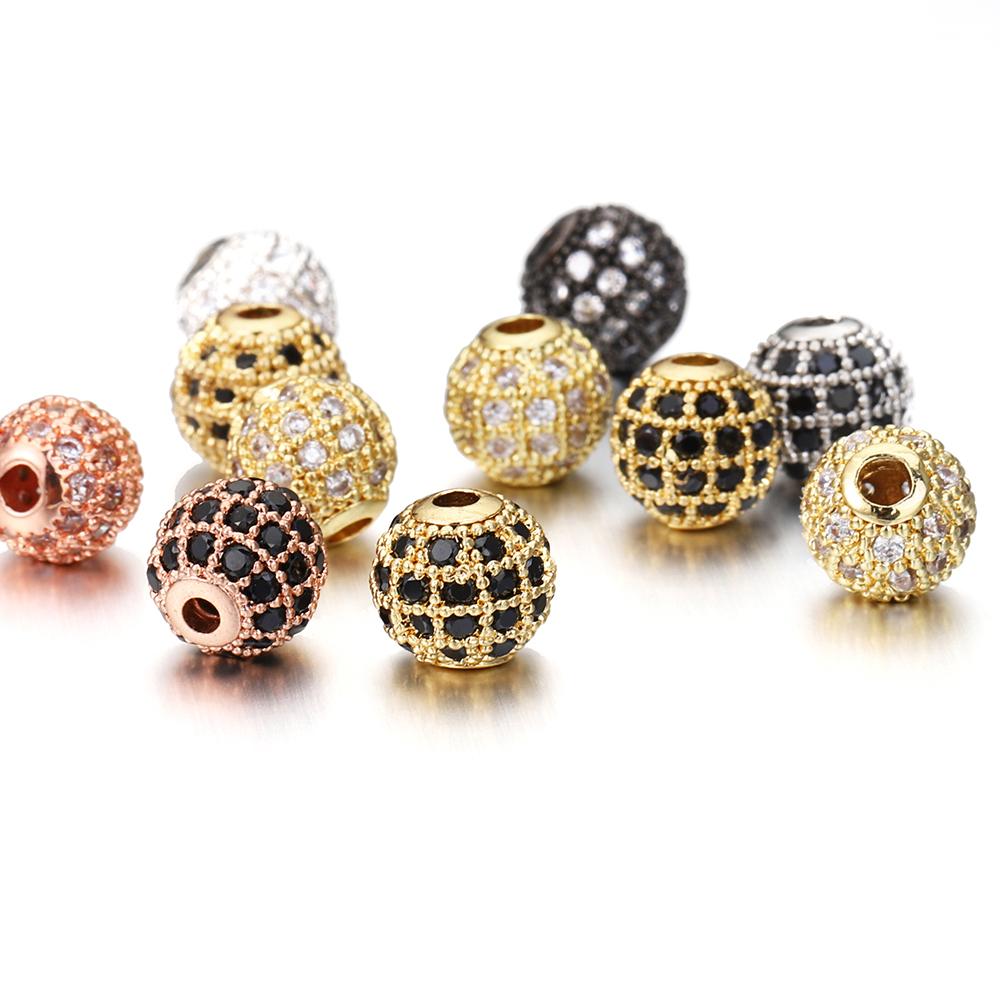 5pcs Brass Cubic Zirconia Round Spacer Loose Beads for Necklace Bracelet Jewelry Making DIY Accessories Wholesale High Quality
