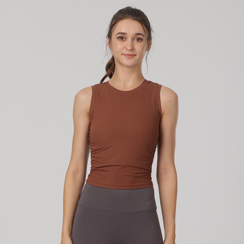 

Autumn-Summer Ruched Ribbed Slimming Quick-Dry Yoga Tank Top Medium (4)