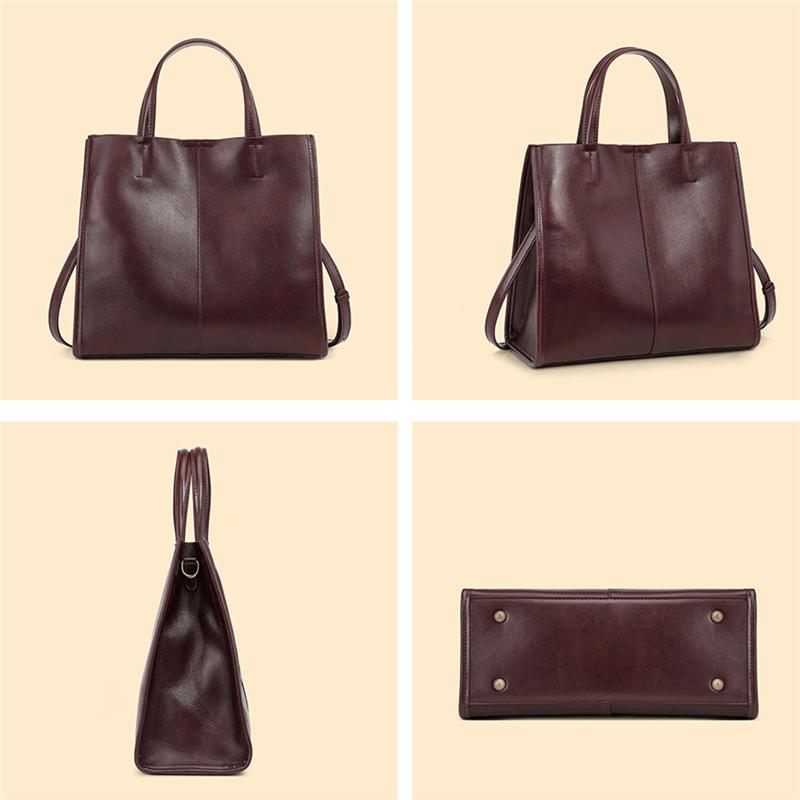 Genuine Leather Large Tote Handbags For Women  Trend Designer Vertical Work Ladies Shoulder Crossbody Bags