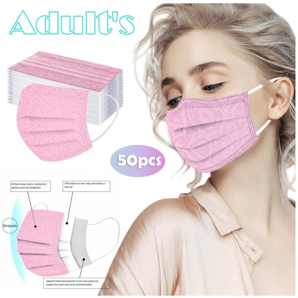 Adult Women Man Disposable Face Mask Industrial 3Ply Ear Loop 50PC Mask