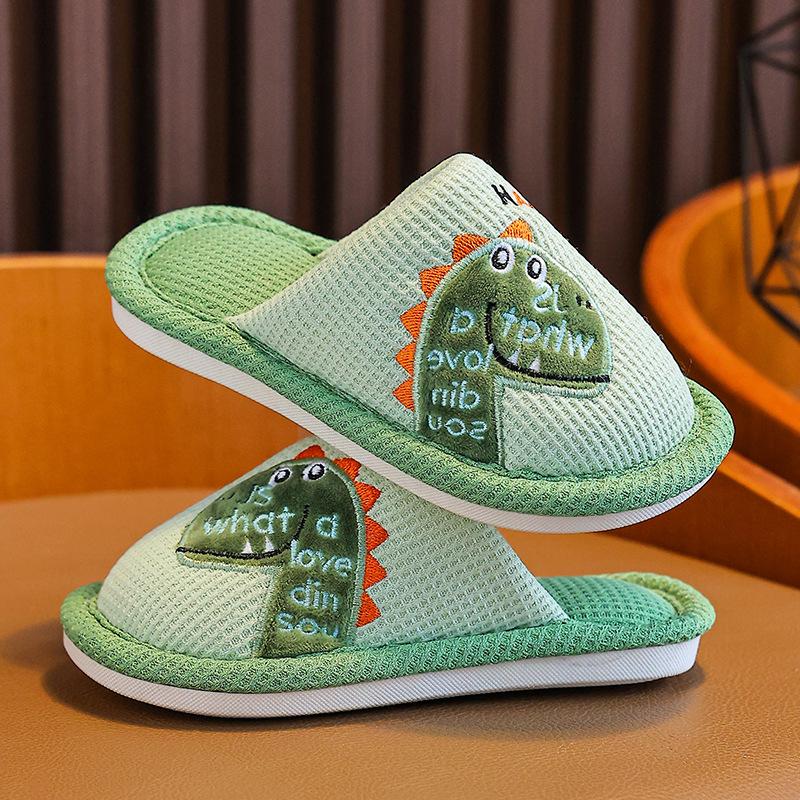 Boys  cotton slippers, children s autumn and winter warm plush slippers for girls, home floor slippers for older children 24-25Inner Length16cm