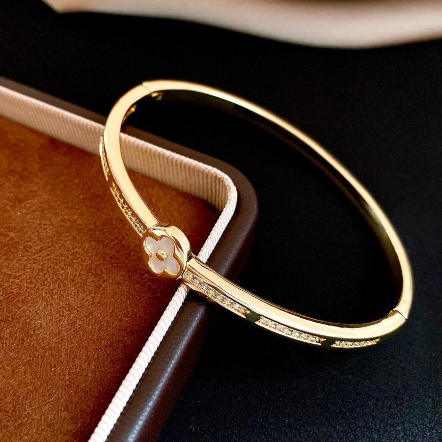14k electroplated simple zircon fritillary flower bracelet personalized bracelet light luxury jewelry women