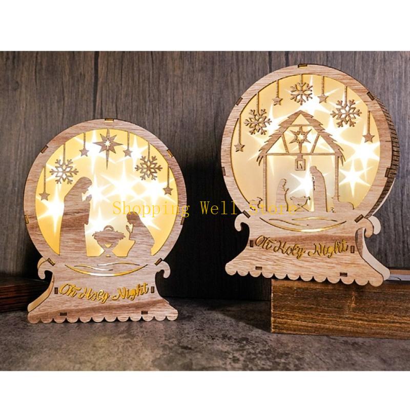 KX4B Nativity Scene LED Light Decoration Winter Holiday Party Centerpieces