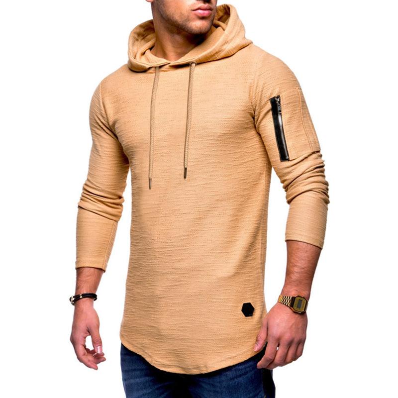 Slim Fit Round Neck Long Sleeved T-Shirt, Men'S Arm Zipper, Personalized Style Casual Base Shirt, Men'S T-Shirt