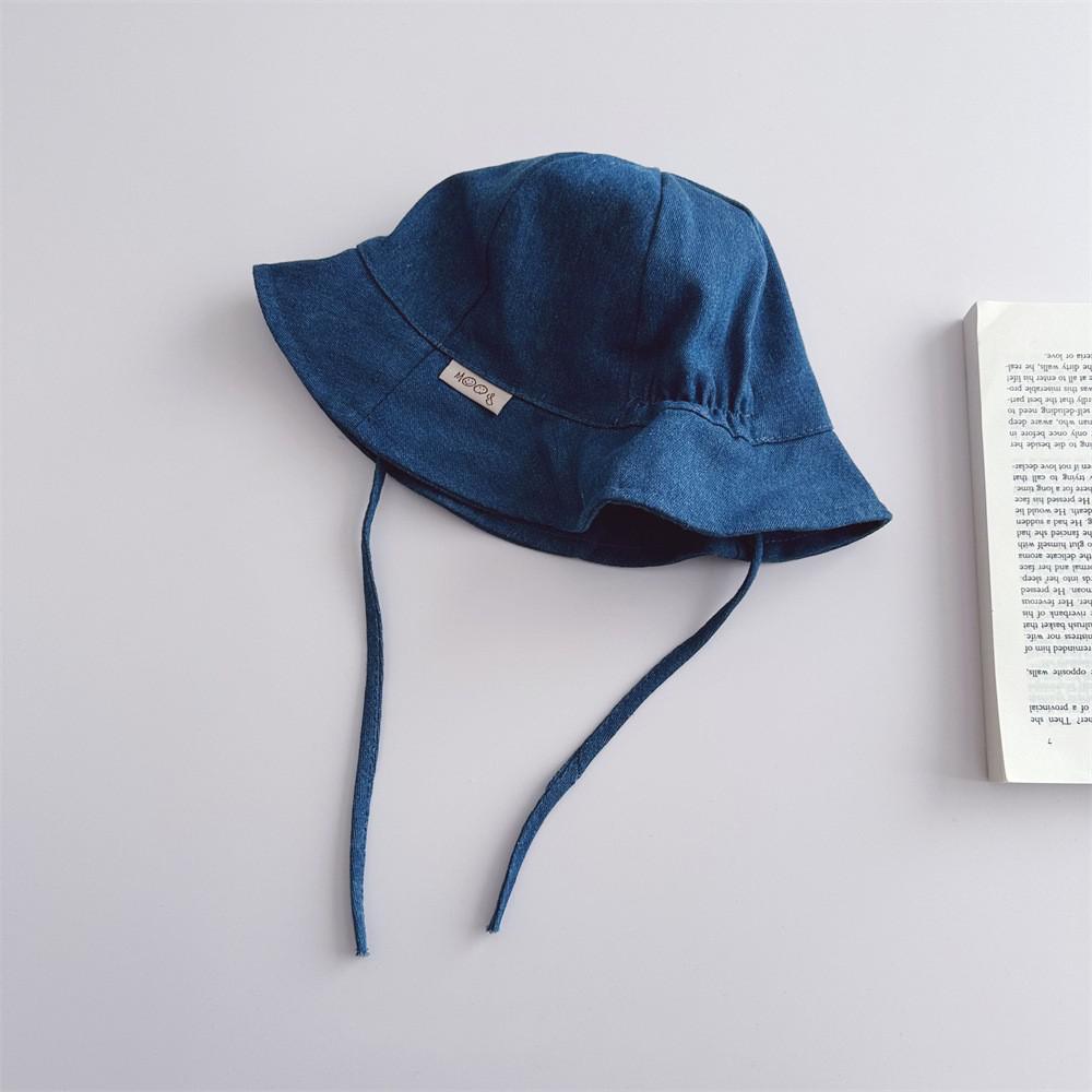 

Boy Children Striped Lacing Fisherman s Cap Girl Baby Solid Casual Sunscreen Hat Infant Cotton Caps Kid Windproof Basin Hats 45-48cm