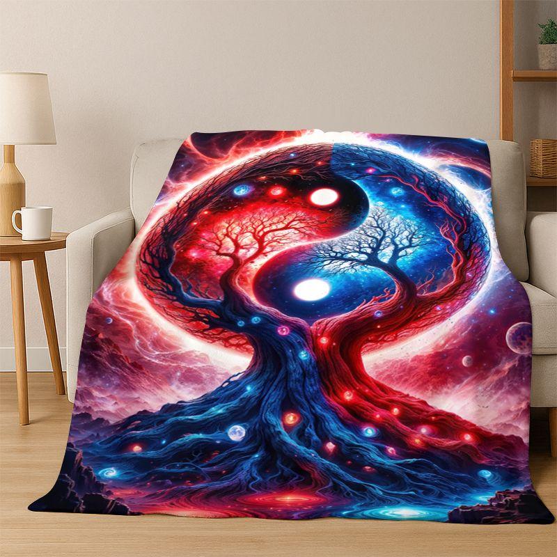 Yin Yang Symbool Chinese Tai Chi Flanellen Deken Zacht Warm Plaid voor Slaapkamer Woonkamer Bed Reizen Kamperen Picknick Cadeau