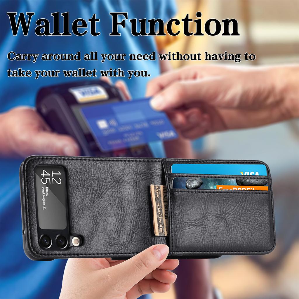 Folding Leather Bag Case for Samsung Galaxy Z Flip4 5G Flip3 Flip 4 3 Flip5 Flip6 Flip2 Flip 5 6 2 Card Slot Phone Accessories