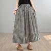 Plus size Vintage plaid high Waist Casual loose spring Summer wide leg Pants Women Trousers