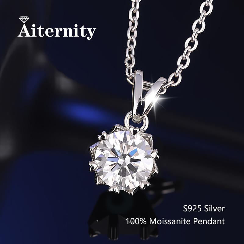 D Moissanite Pendant Luxury Wedding Sunflower for Women 925 Sterling Silver Jewelry Wedding Bridal Moissanite Diamond Necklace